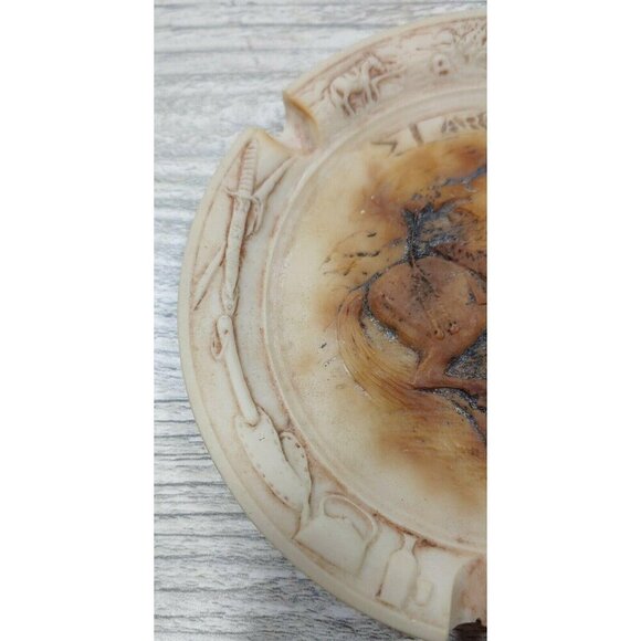 Argentinean Gaucho Horse Scene Beige Ashtray Arbio Man Detailed Rim Vintage - Picture 5 of 10
